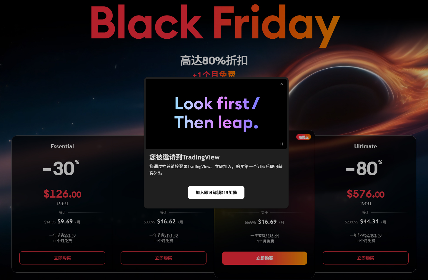 2025 TradingView 黑色星期五大促：最高 80% 折扣及价格对比（推荐 Premium 方案）
