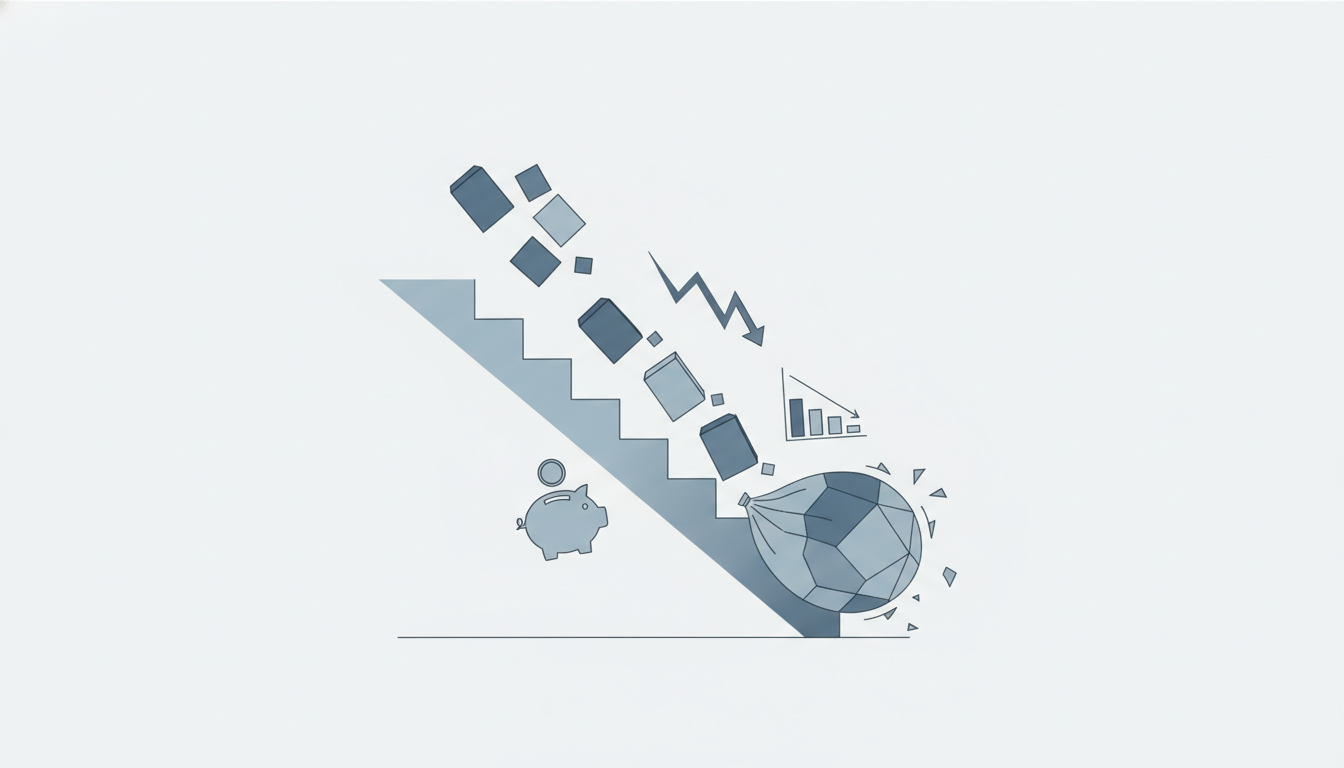 descending staircase falling blocks deflating shape