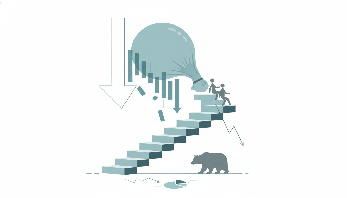 descending staircase  falling bar chart silhouette  deflating shape