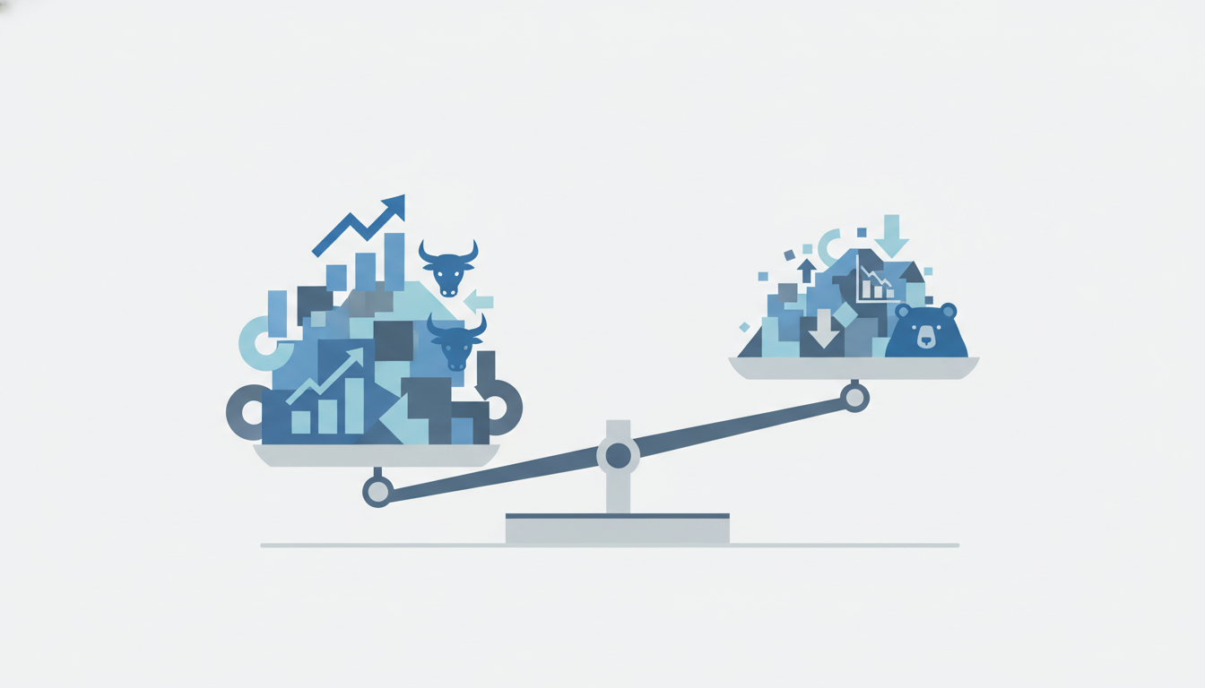 scale weighing two unequal piles  dominant side tilted down  comparison illustration