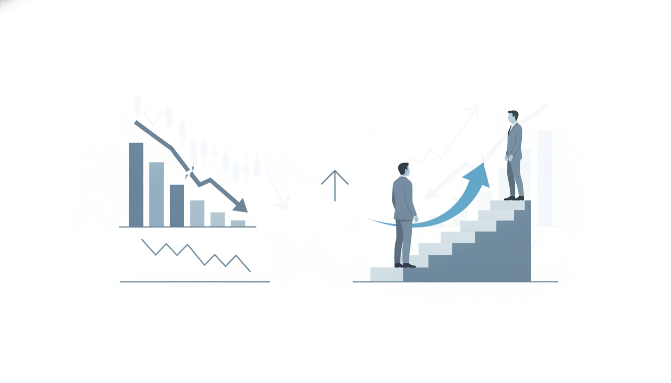 ascending staircase with upward arrow